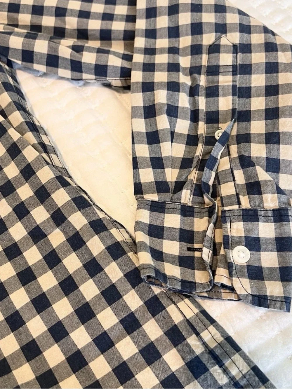 J.Crew Mens Medium Slim Untucked Flex Washed Button Up Plaid Shirt Blue White